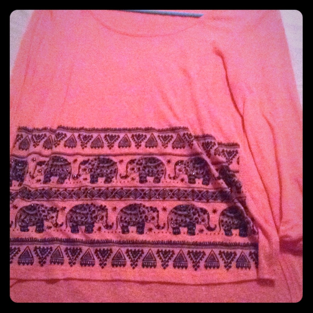 Pastel coral long sleeve tee shirt